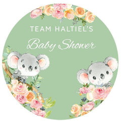 Fond rond de révélation de sexe de bébé de Koala floral