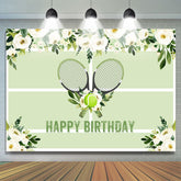 Balle de tennis de pelouse florale vert joyeux anniversaire toile de fond