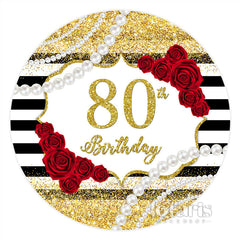 Fond de cercle joyeux 80e anniversaire de paillettes de perles florales
