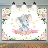 Toile de fond de douche de bébé thème éléphant de printemps floral
