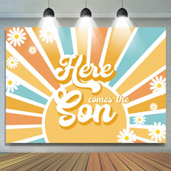 Soleil floral voici la toile de fond de douche de bébé fils