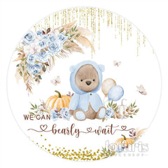 Floral We Can Bearly Wait Circle Baby Shower Toile de fond