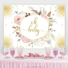Floral avec des feuilles Boho Baby Shower Toile de fond pour fille