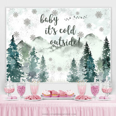 Toile de fond de douche de bébé de montagne de flocon de neige de jungle de forêt