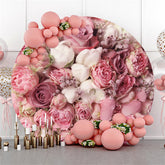 Plein de roses joyeux anniversaire de mariage toile de fond ronde