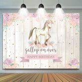 Galop sur fond d'anniversaire de cheval en bois floral