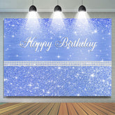 Toile de fond joyeux anniversaire paillettes et points bleus