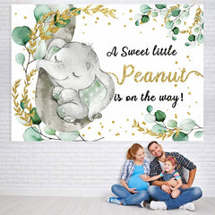 Toile de fond de douche de bébé sur le thème des paillettes et de l'éléphant vert