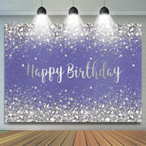 Toile de fond joyeux anniversaire simple paillettes et violet bokeh