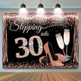 Paillettes Et Rose Dorée Joyeux 30e Anniversaire Toile De Fond