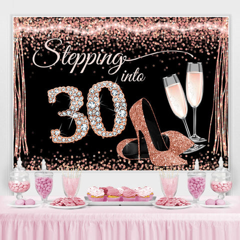 Paillettes Et Rose Dorée Joyeux 30e Anniversaire Toile De Fond Paillettes Et Rose Dorée Joyeux 30e Anniversaire Toile De Fond