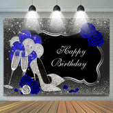 Toile de fond joyeux anniversaire paillettes et argent avec ballon