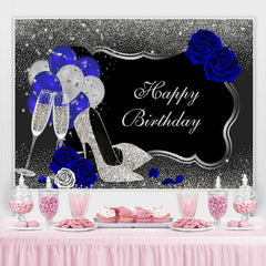 Toile de fond joyeux anniversaire paillettes et argent avec ballon