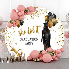 Glitter Black Gold She Did It Grad Toile de fond ronde