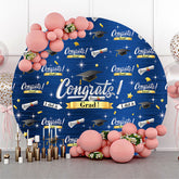 Glitter Blue I Did It Félicitations Grad Round Backdrop