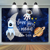 Toile de fond d'anniversaire thème astronaute de l'espace bleu scintillant
