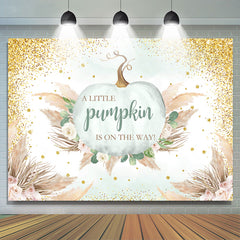 Toile de fond de douche de bébé citrouille plume Boho paillettes