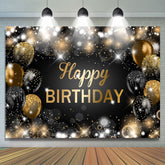 Glitter Bokeh Noir Or Ballon Joyeux Anniversaire Toile de Fond