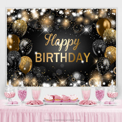 Glitter Bokeh Noir Or Ballon Joyeux Anniversaire Toile de Fond
