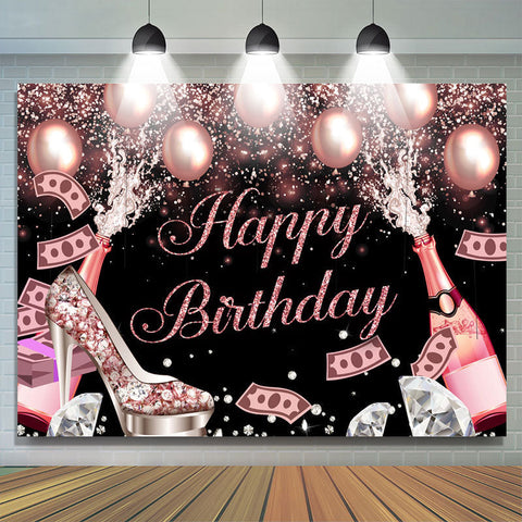 Glitter Bokeh Champagne et ballon anniversaire toile de fond Glitter Bokeh Champagne et ballon anniversaire toile de fond