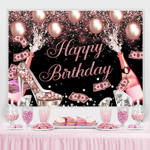 Glitter Bokeh Champagne et ballon anniversaire toile de fond Glitter Bokeh Champagne et ballon anniversaire toile de fond