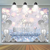 Glitter Bokeh Silver Star Ballons Anniversaire Toile de Fond