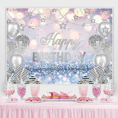 Glitter Bokeh Silver Star Ballons Anniversaire Toile de Fond