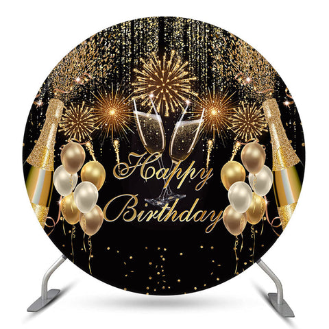Toile de fond d'anniversaire de cercle de ballons de champagne scintillants Toile de fond d'anniversaire de cercle de ballons de champagne scintillants