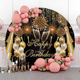 Toile de fond d'anniversaire de cercle de ballons de champagne scintillants