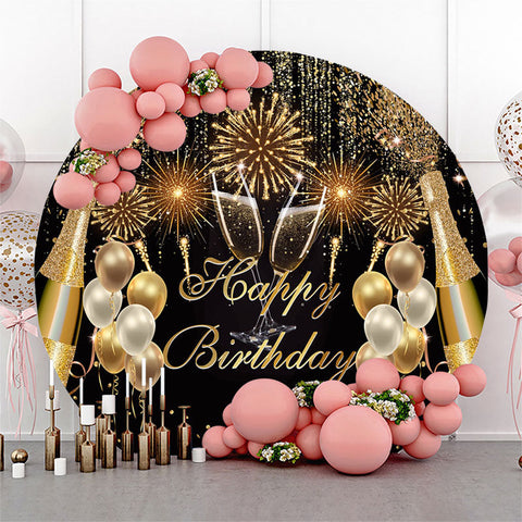Toile de fond d'anniversaire de cercle de ballons de champagne scintillants Toile de fond d'anniversaire de cercle de ballons de champagne scintillants