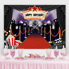 Glitter Cinema Et Popcorn Joyeux Anniversaire Toile De Fond