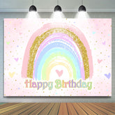 Fond de joyeux anniversaire arc-en-ciel coeur coloré paillettes