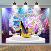 Toile de fond Happy 50th Birthday sur le thème des paillettes colorées