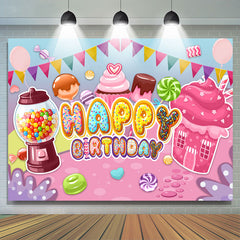 Glitter Cute Candy And Cupcake Joyeux Anniversaire Toile de Fond