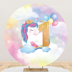 Toile de fond d'anniversaire de licorne de ballons de nuage de rêve de paillettes