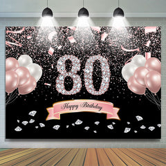 Toile de fond Glitter Fiesta Ribbion Joyeux 80e anniversaire