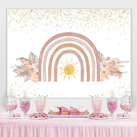 Toile de fond de douche de bébé floral et soleil scintillant pour fille Toile de fond de douche de bébé floral et soleil scintillant pour fille