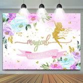 Toile de fond de joyeux anniversaire de fée magique florale scintillante