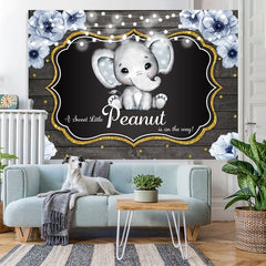 Toile de fond de douche de bébé éléphant cacahuète florale scintillante