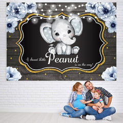 Toile de fond de douche de bébé éléphant cacahuète florale scintillante