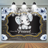 Toile de fond de douche de bébé éléphant cacahuète florale scintillante