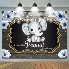 Toile de fond de douche de bébé éléphant cacahuète florale scintillante