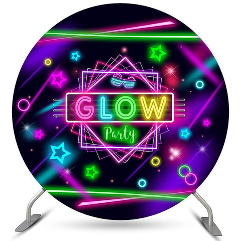 Glitter Glow Party et lignes autour de la toile de fond d'anniversaire Glitter Glow Party et lignes autour de la toile de fond d'anniversaire