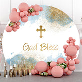 Glitter God Bless White Joyeux Anniversaire Toile de Fond Ronde