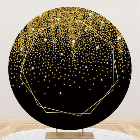 Fond de cercle de joyeux anniversaire de thème noir d'or de scintillement Fond de cercle de joyeux anniversaire de thème noir d'or de scintillement