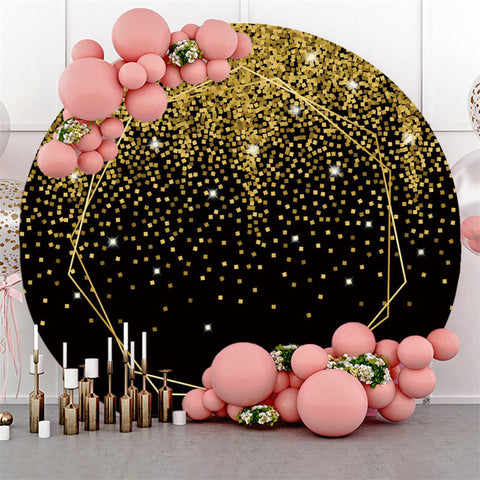 Fond de cercle de joyeux anniversaire de thème noir d'or de scintillement Fond de cercle de joyeux anniversaire de thème noir d'or de scintillement