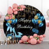 Fond De Joyeux Anniversaire Cercle De Ballon Bleu Or Paillettes