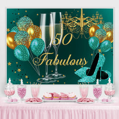Toile de fond joyeux 50e anniversaire paillettes dorées et bleues