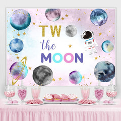 Glitter Golden Lovely Astronaut Two The Moon Toile de fond