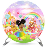 Toile de fond de cercle de douche de bébé de maison de bonbons de lumière de scintillement